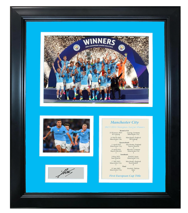 Framed Manchester City 2023 Champions League Winners Collage